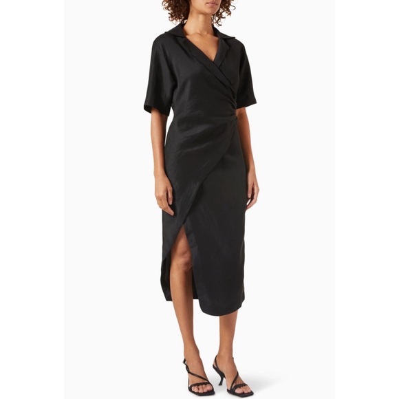 SANDRO Clarance Crossover Midi Dress - Excellent Pre-Owned, Black, 34 / 0 / XS - Picture 3 of 15